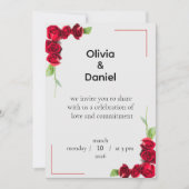 Elegant Red Rose Wedding Invitation Kaart (Voorkant)