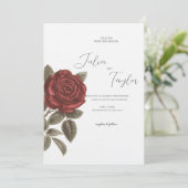 Elegant Red Rose Wedding Invitation Kaart (Staand voorkant)
