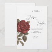Elegant Red Rose Wedding Invitation Kaart (Voorkant / Achterkant)