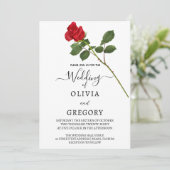 Elegant Red Rose wedding Invitation Kaart (Staand voorkant)