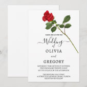 Elegant Red Rose wedding Invitation Kaart (Voorkant / Achterkant)