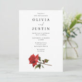 Elegant Red Rose Wedding Kaart (Staand voorkant)