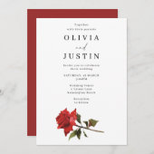 Elegant Red Rose Wedding Kaart (Voorkant / Achterkant)