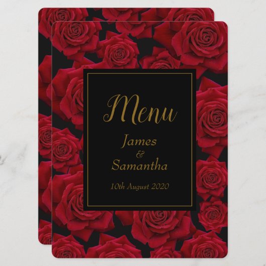 Elegant Red Rose - Wedding Menu (Voorkant / Achterkant)