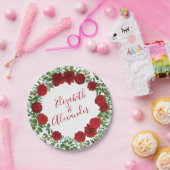 Elegant Red Rose Wedding Papieren Bordje (Feest)