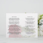 Elegant Red Rose Wedding Program Insert - Volledig (Staand voorkant)
