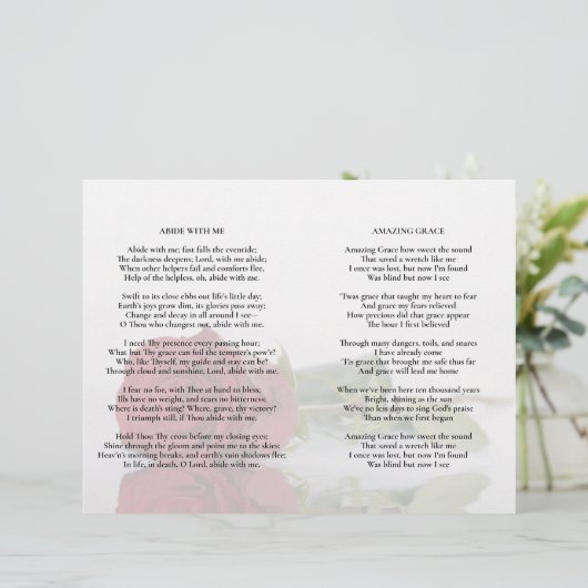 Elegant Red Rose Wedding Program Insert - Volledig (Staand voorkant)