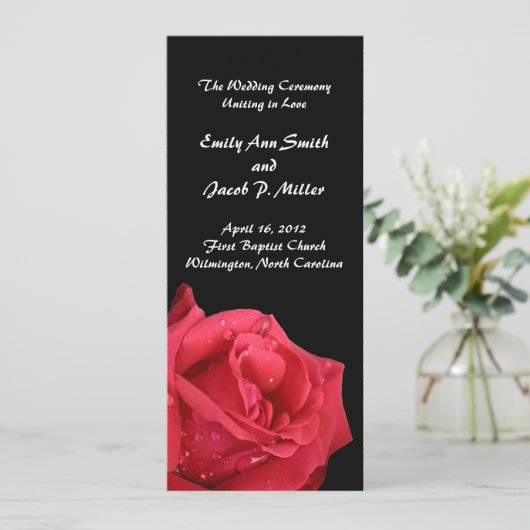 Elegant Red Rose Wedding Programs Programmakaart (Staand voorkant)