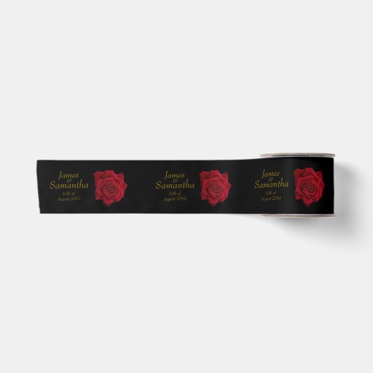 Elegant Red Rose - Wedding Satijnen Lint (Voorkant)