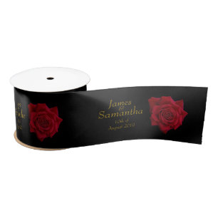 Elegant Red Rose - Wedding Satijnen Lint