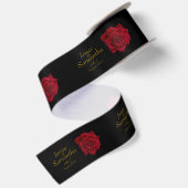 Elegant Red Rose - Wedding Satijnen Lint (Achterkant)