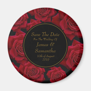 Elegant Red Rose - Wedding Save the Date Magneet
