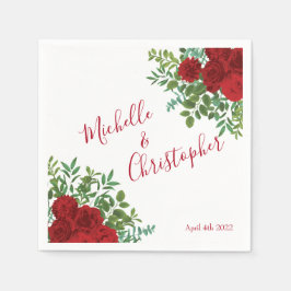 Elegant Red Rose Wedding Servet