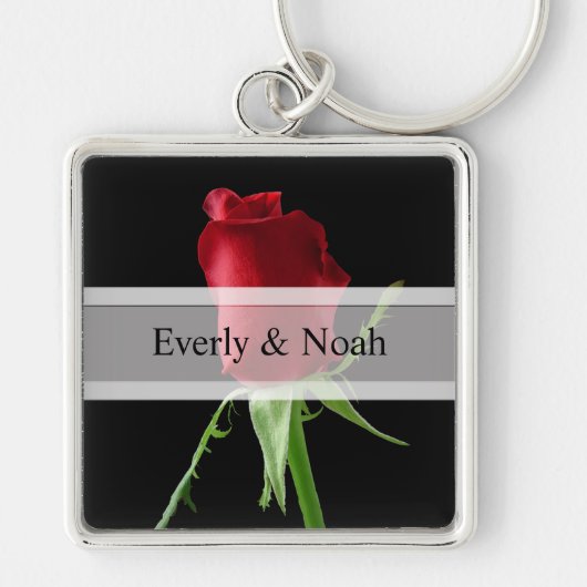Elegant Red Rose Wedding Sleutelhanger (Voorkant)