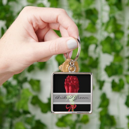 Elegant Red Rose Wedding Sleutelhanger (Hand)