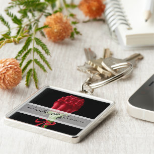 Elegant Red Rose Wedding Sleutelhanger
