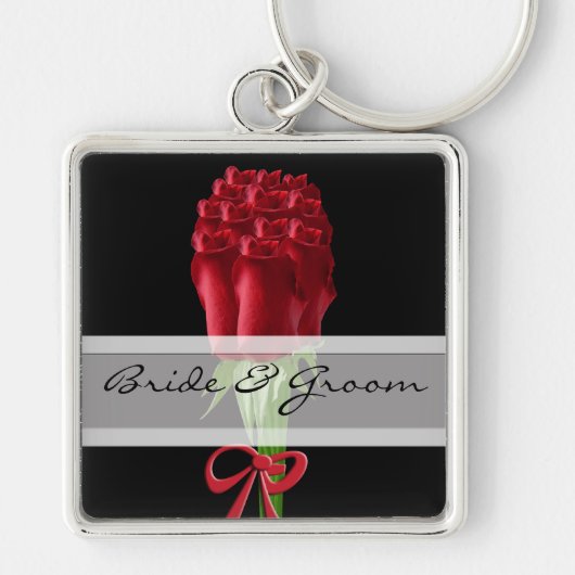 Elegant Red Rose Wedding Sleutelhanger (Voorkant)
