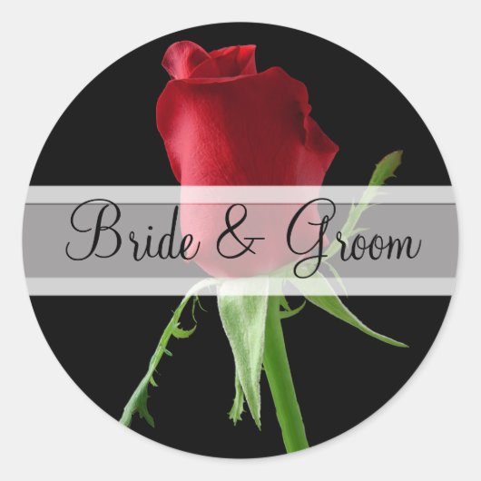 Elegant Red Rose Wedding Stickers (Voorkant)
