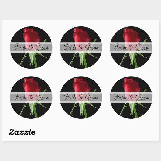 Elegant Red Rose Wedding Stickers (Vel)