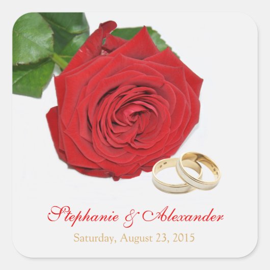 Elegant Red Rose Wedding Stickers (Voorkant)