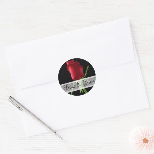 Elegant Red Rose Wedding Stickers (Envelop)