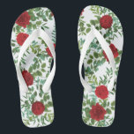 Elegant Red Rose Wedding Teenslippers<br><div class="desc">Prachtige elegante rode pony's en roos florale trouwuitnodigingen en decor met overvloedige groenheid. Ideaal voor een bloemetjesthemasbruiloft in de lente of de zomer. Pas de kleur en tekst aan om deze bruiloft uw eigen trouwe te laten uitnodigen!</div>