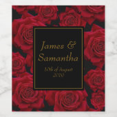 Elegant Red Rose - Wedding Wijn Etiket (Enkel label)
