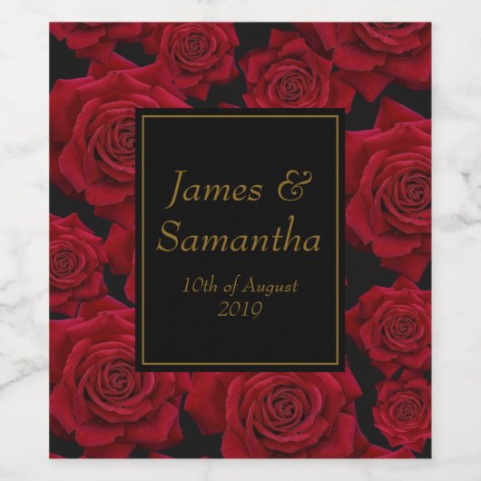 Elegant Red Rose - Wedding Wijn Etiket (Enkel label)