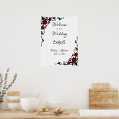 Elegant Red Rose Welcome Sign Poster (Keuken)