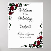 Elegant Red Rose Welcome Sign Poster (Voorkant)