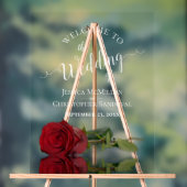 Elegant Red Rose White Text Wedding Welcome Acryl Bord (Neutraal)