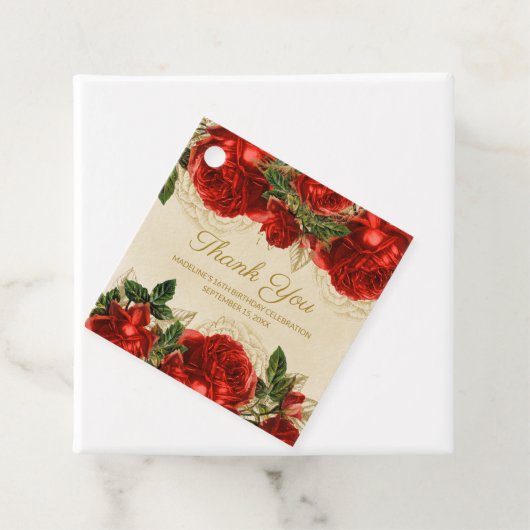 Elegant  Red Roses 16e verjaardag Dank je wel Bedankjes Labels (In situ)