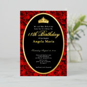 Elegant Red Roses 18th Birthday Debut Gold Folie Uitnodiging (Staand Voorkant)