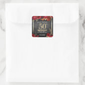 Elegant Red Roses 50th Birthday Vierkante Sticker (Tas)