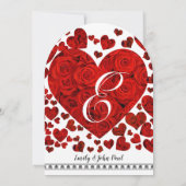Elegant Red Roses and Hearts Wedding Kaart (Achterkant)