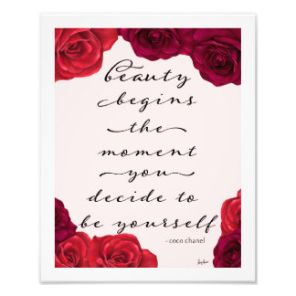 Elegant Red Roses Beauty Mode Quote Foto Afdruk