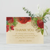 Elegant Red Roses Birthday Hartelijk dank Bedankkaart (Staand voorkant)