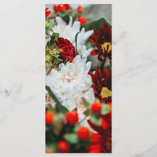 Elegant red roses bloesems floral Weddenschap Menu (Achterkant)