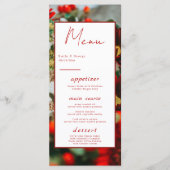 Elegant red roses bloesems floral Weddenschap Menu (Voorkant)