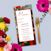 Elegant red roses bloesems floral Weddenschap Menu