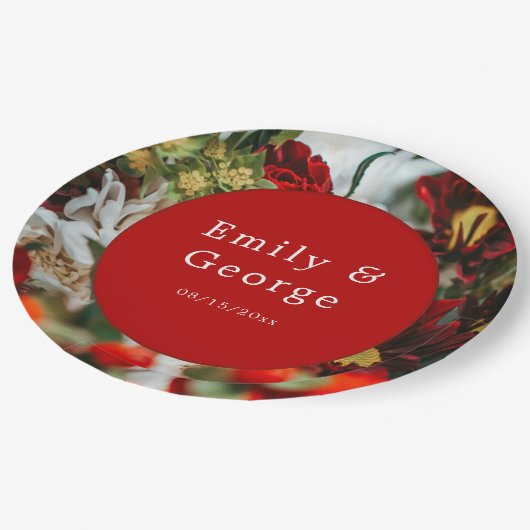 Elegant red roses bloesems floral Weddenschap Papieren Bordje (Gekanteld)