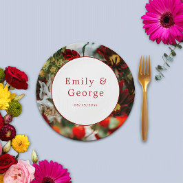 Elegant red roses bloesems floral Weddenschap Papieren Bordje