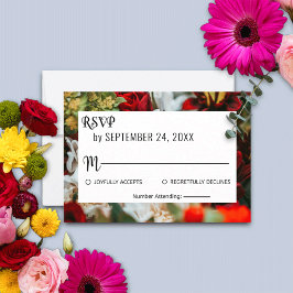 Elegant red roses bloesems floral Weddenschap RSVP Kaartje