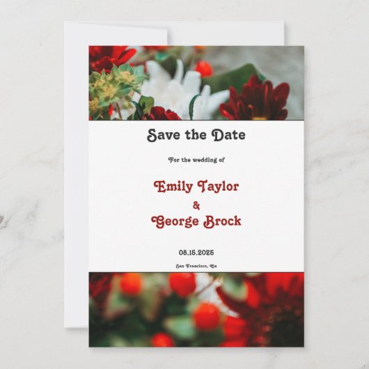 Elegant red roses bloesems floral Weddenschap Save The Date (Voorkant)