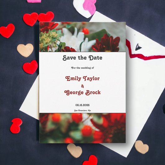 Elegant red roses bloesems floral Weddenschap Save The Date