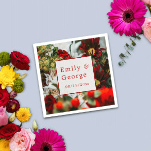 Elegant red roses bloesems floral Weddenschap Servet