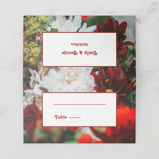 Elegant Red Roses Blossom Wedding Plaatskaartje (Buitenkant ongevouwen)