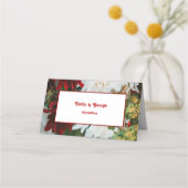 Elegant Red Roses Blossom Wedding Plaatskaartje (Achterkant)