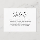 Elegant Red Roses Burgundy Wedding Details Informatiekaartje (Achterkant)