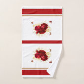 Elegant Red Roses Butterfly Gold Bad Handdoek (Handdoek)
